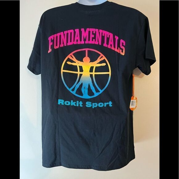 Rokit Fundamentals Neon Basketball Tshirt Sz L - Picture 2 of 3